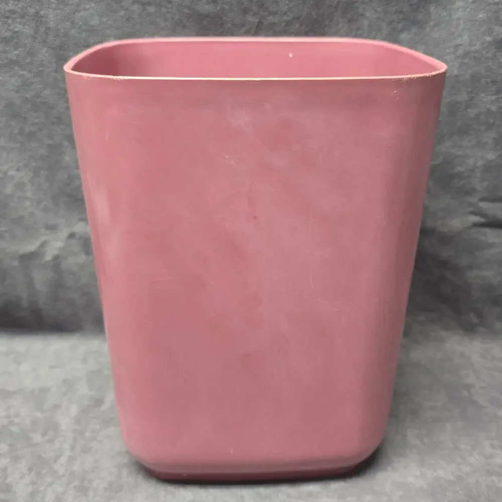 Vintage Aquetta Ware Blush Pink Small Square Plastic Trash Can